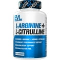 thumbnail image 1 of Evlution Nutrition L-Arginine + L-Citrulline - Endurance + Workout Performance Supplement - 1000mg Complex - Vasodilation + Nitric Oxide Support - Vegan + Gluten Free Capsules - 60 Servings, 1 of 4