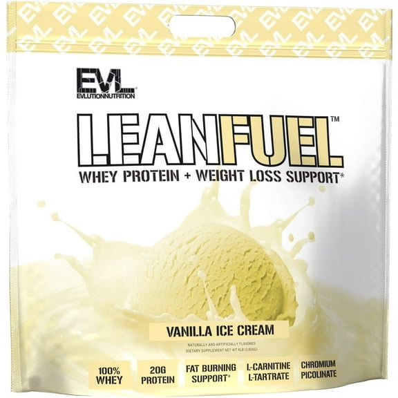 Evlution Nutrition LeanFuel - Whey Protein + Weight Loss Support - Supports Muscle Growth, Strength & Recovery - 20g Whey Protein + 4.5g BCAAs Per Serving - Low Fat/Low Sugar - 4 lbs - Vanilla