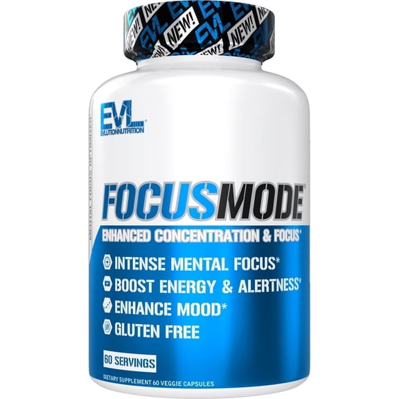 Evlution Nutrition Mental Energy and Focus Supplement for Adults - Nootropics Brain Support Supplement with Caffeine L Theanine Alpha GPC and L-Tyrosine - Focus Pills for Sustained Peak Performance