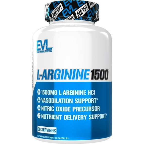 Evlution Nutrition Nitric Oxide Booster L-Arginine Supplement - High Potency Nitric Oxide Supplement with 5000mg of L Arginine for Enhanced Pumps Energy Muscle Growth and Vascularity - Unflavored