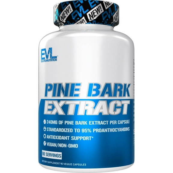 Evlution Nutrition Pine Bark Extract - Antioxidant Support - 240 mg Pine Bark Extract Per Capsule - 95% Proanthocyanidins - Vegan & Non-GMO - Dietary Supplement - 90 Servings - 90 Veggie Capsules