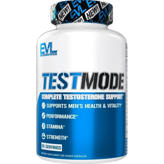 Evlution Nutrition TestMode - Complete Testosterone Support - Testosterone Supplement for Men - Supports Men’s Health & Vitality - Performance, Stamina & Strength - 50 Servings - 100 Veggie Capsules