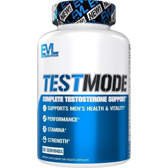 Evlution Nutrition TestMode - Complete Testosterone Support - Testosterone Supplement for Men - Supports Mens Health & Vitality - Performance, Stamina & Strength - 50 Servings - 100 Veggie Capsules