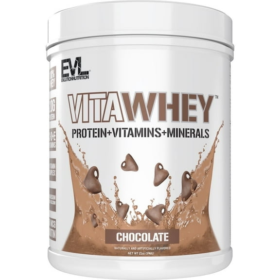 Evlution Nutrition VitaWhey - 100% Whey Protein - Vitamins & Minerals - Muscle Growth, Strength & Recovery - Multivitamin Protein Powder - 20g Protein Per Serving - Fast Absorbing - 20vg - Chocolate