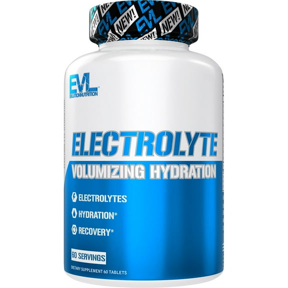Evlution Nutrition Volumizing Electrolyte Hydration Tablets - Rapid Rehydration Supplement - Recharge and Recover - Contains 8 Key Electrolytes - Vegan, Gluten-Free, and Keto Friendly - 60 Servings