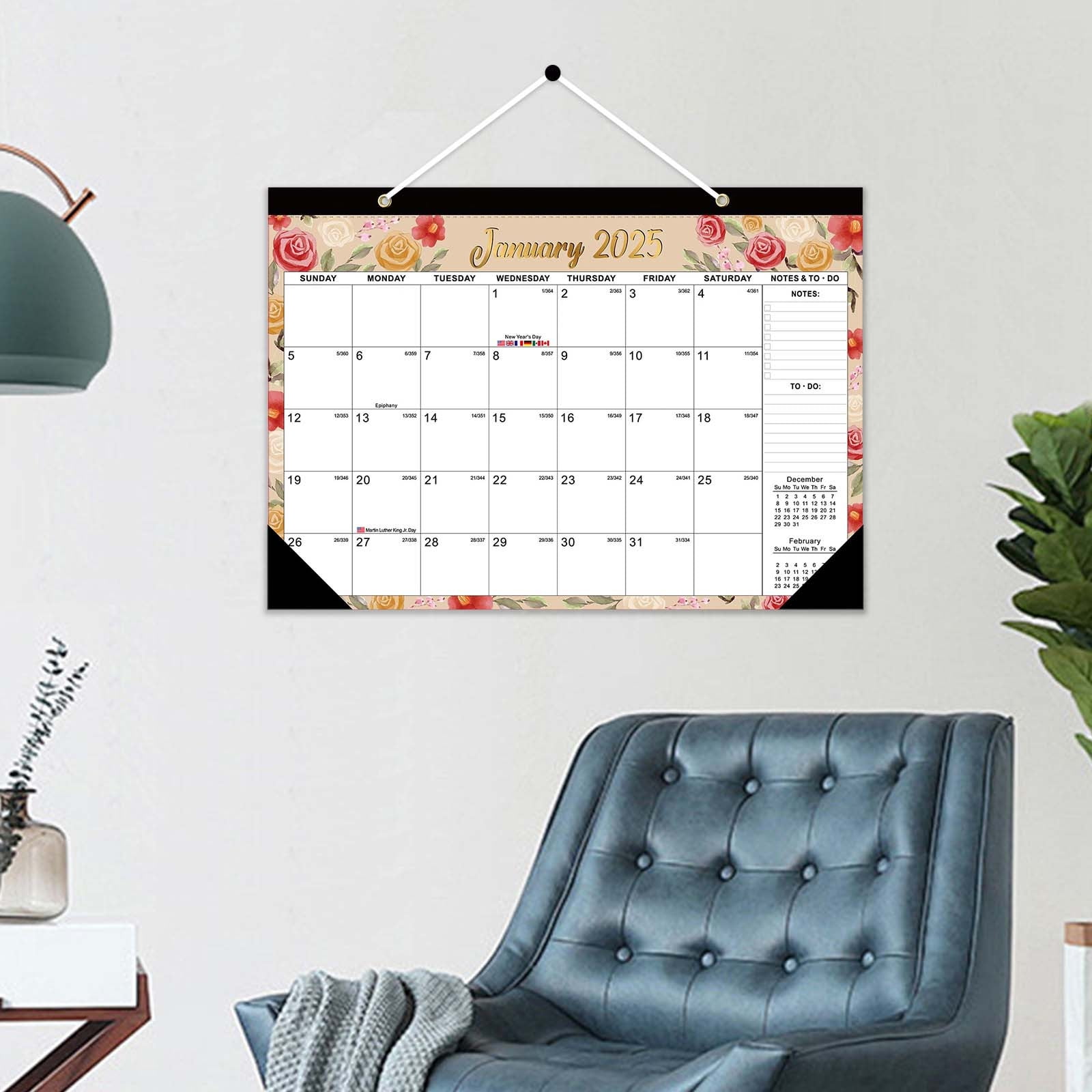 Evlvelym 2025 Wall Calendar 2025 English Calendar Office Wall