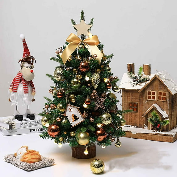 Evlvelym Small Christmas Tree with Lights Mini Christmas Tree with Lights Table Top Christmas Trees with Lights Holiday Planter Miniature Christmas Tree Tabletop Christmas Tree with Lights 18in