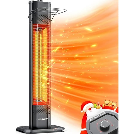 Easoger 1500W 36in Indoor Space Heaters, 100° Oscillating Portable Tower Electric Heater, Infrared Outdoor Patio Heaters, 3 Heating Level, 1s Fast Heating, Overheat Protection