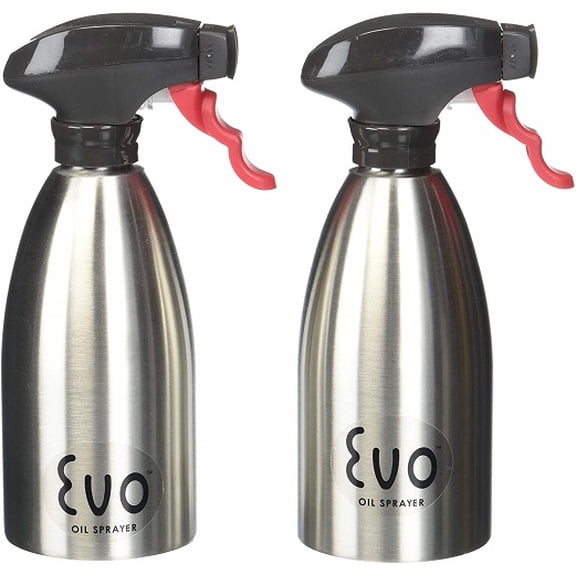 Pre-Owned Evo 18/8 Stainless Steel Oil Sprayer, Non-Aerosol For Olive Oil, Cooking Oils And Vinegars, Silver, 16-Ounce Capacity, For Grilling, Roasting, Air Frying, Baking And Salad Prep