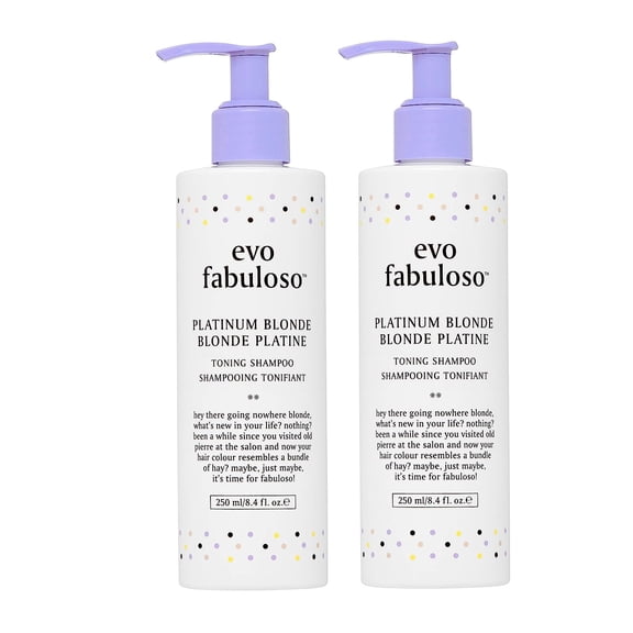 Evo Fabuloso Platinum Blond Toning Shampoo 8.4 fl oz / 250 ml - 2 pack