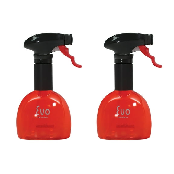 Evo Mini Oil Sprayers, Non-Aerosol for Olive Oil, Cooking Oils, and Vinegars, Red, 8-Ounce Capacity, Set of 2