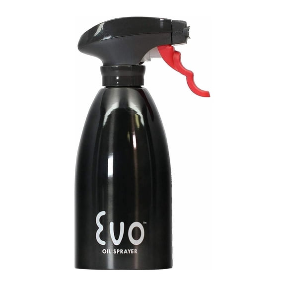Evo 18/8 Stainless Steel Oil Sprayer, Non-Aerosol For Olive Oil, Cooking Oils And Vinegars, Black, 16-Ounce Capacity, For Grilling, Roasting, Air Frying, Baking And Salad Prep