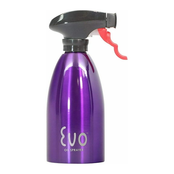 Evo 18/8 Stainless Steel Oil Sprayer, Non-Aerosol for Olive Oil, Cooking Oils, and Vinegars, Purple, 16-Ounce Capacity