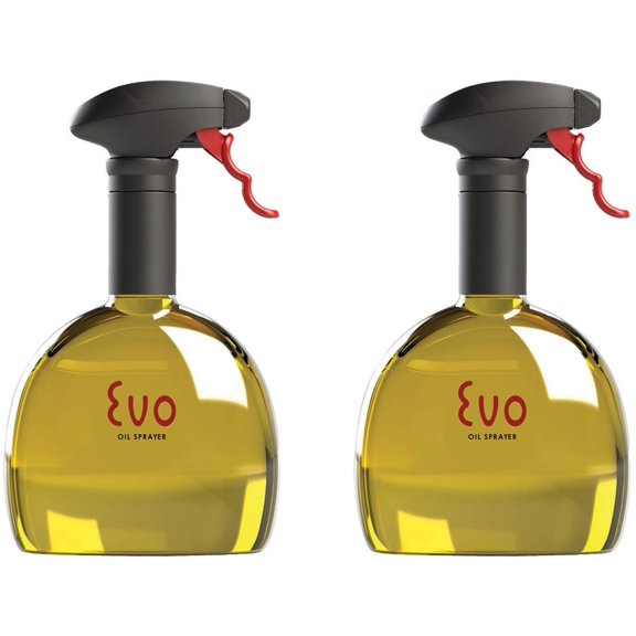 Evo Oil Sprayer Bottle, Non-Aerosol for Olive Oil and Cooking Oils, 18-ounce Capacity, Set of 2