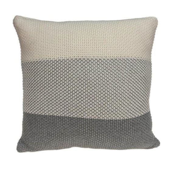 Evo Tan & Grey Square Transitional Pillow Cover with Poly Insert - 20 x 20 x 7 in.