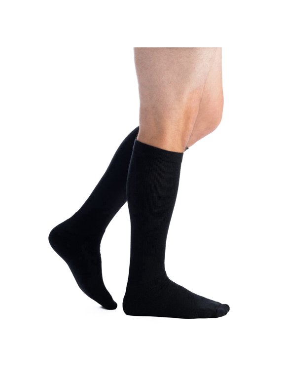 Coolmax 15-20 Kne mmHge High Compression Socks for Women and Men |65% Coolmax, 25% nylon and 10% spandex knit with terry foot padding, flat toe seam and reinforced heel for everyday comfort