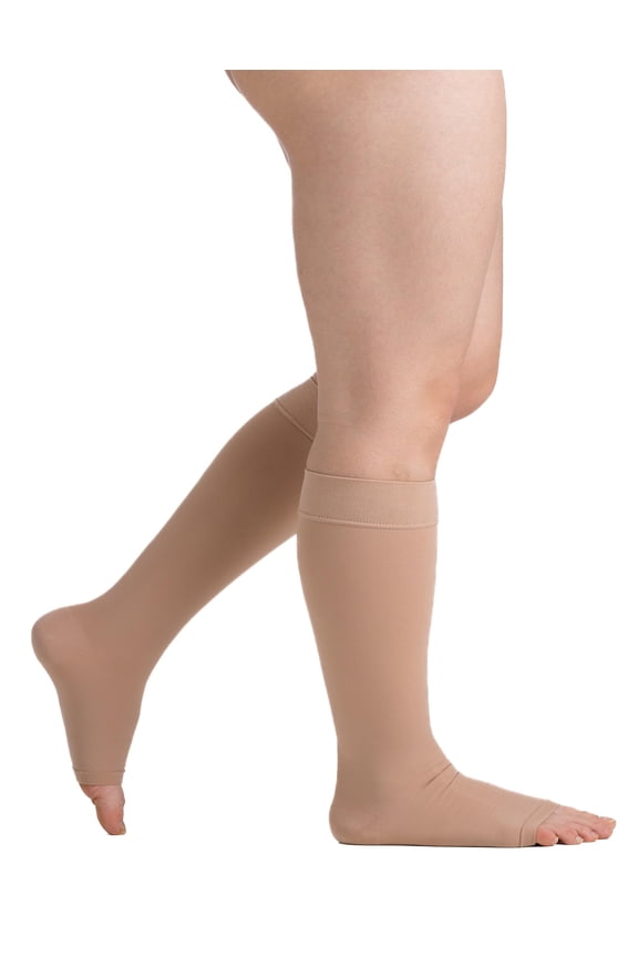 Men & Women Knee-High Open Toe 20-30 mmHg Graduated Compression Opaque Socks – Firm Pressure Compression Garment