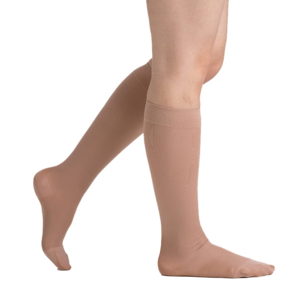 EvoNation Women’s Knee High 15-20 mmHg Graduated Compression Microfiber Opaque Socks – Moderate Pressure Compression Garment