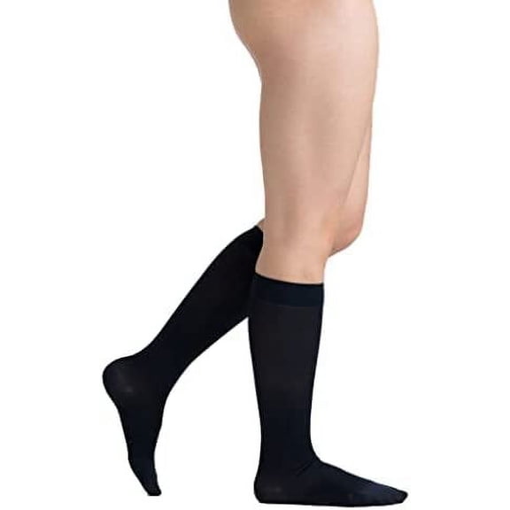 EvoNation Women's Microfiber Opaque 20-30 mmHg Knee High Compression Socks