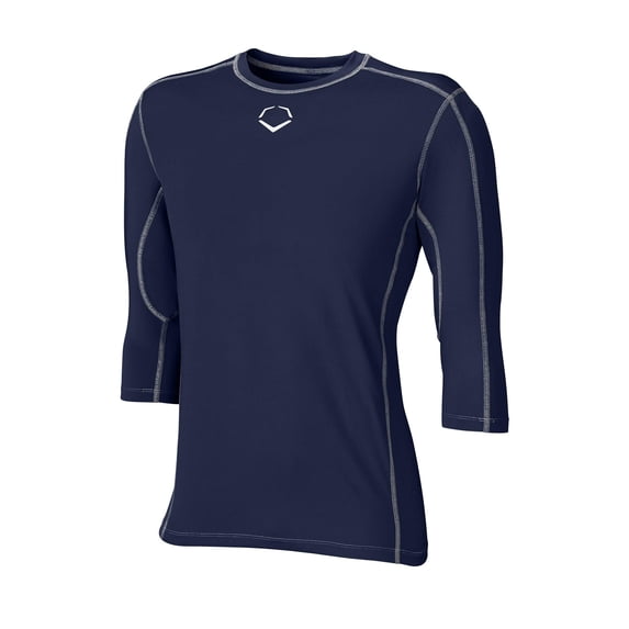 EvoShield Pro Team Youth Boy's Mid Sleeve Workout Tee Shirt Moisture-Wicking, Navy, Medium