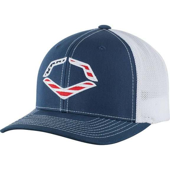 EvoShield USA Flexfit Trucker Hat-Navy/White Mesh S/MD