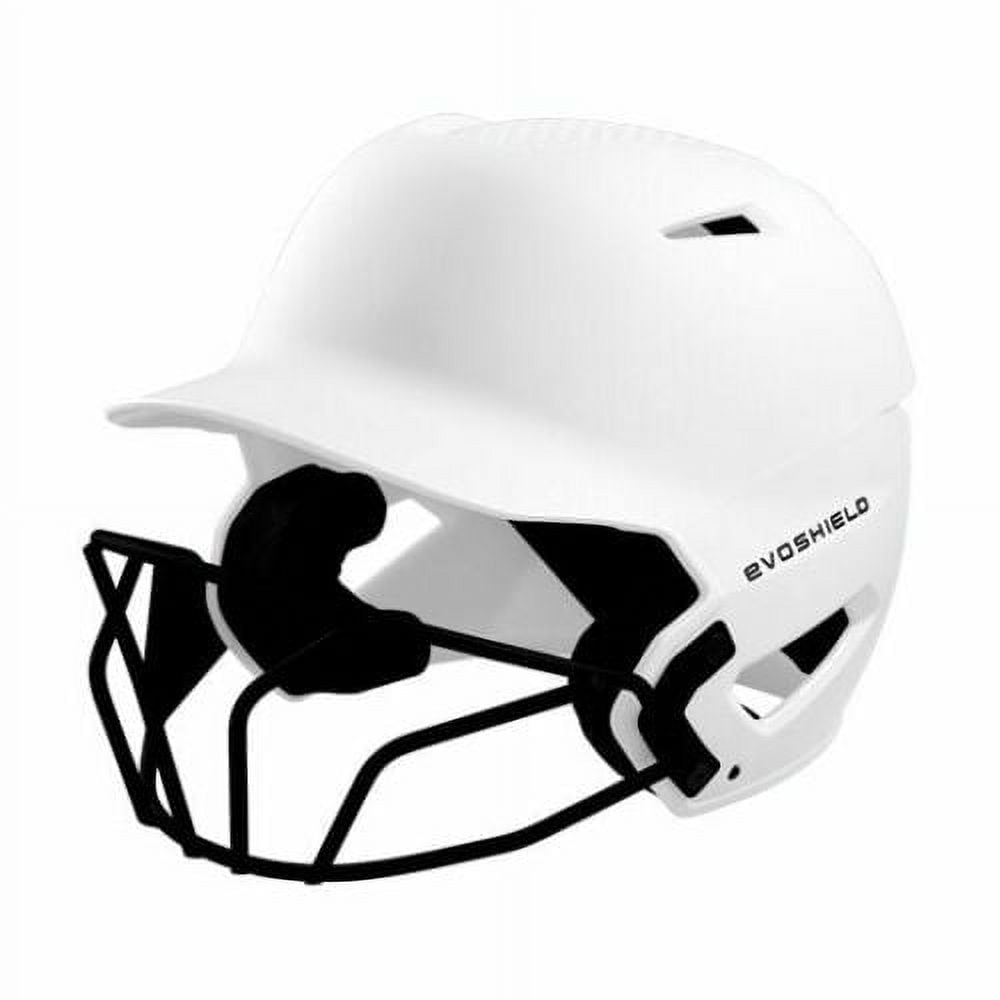 EvoShield XVT Batting Helmet Matte Finish with Facemask, White, Small and Medium