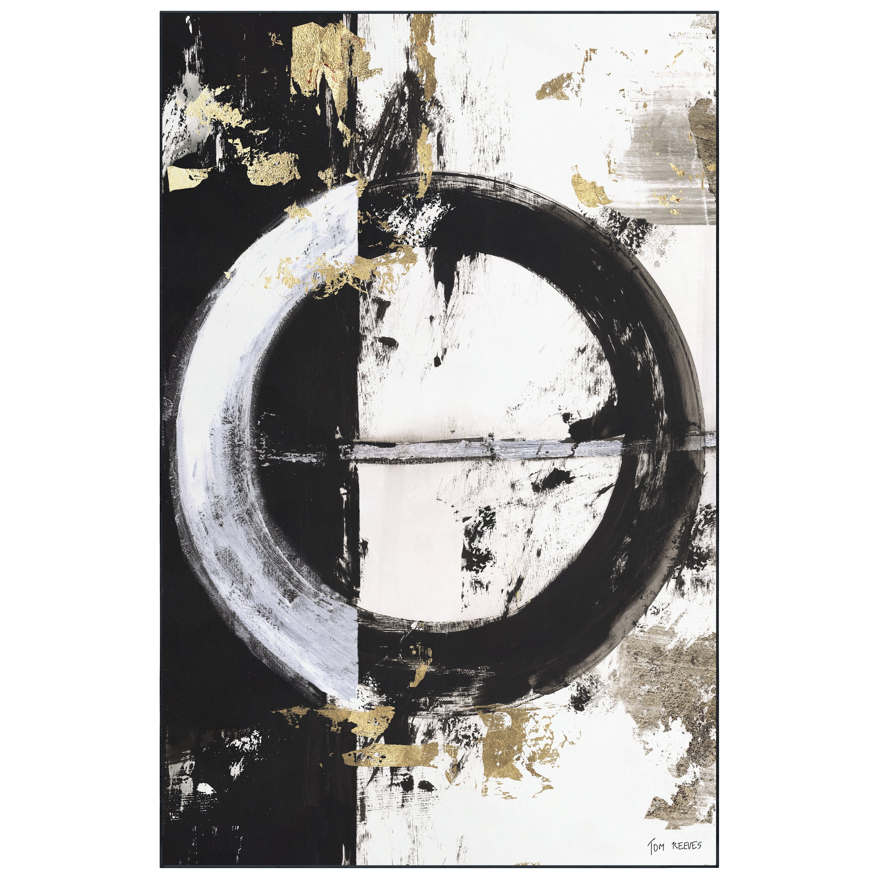 Evoke I Washable Circle Art Area Rug size 5'x8'