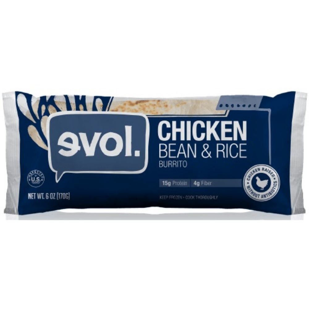 Evol Chicken Bean Rice Classic Burrito, 6 Ounce 12 per case