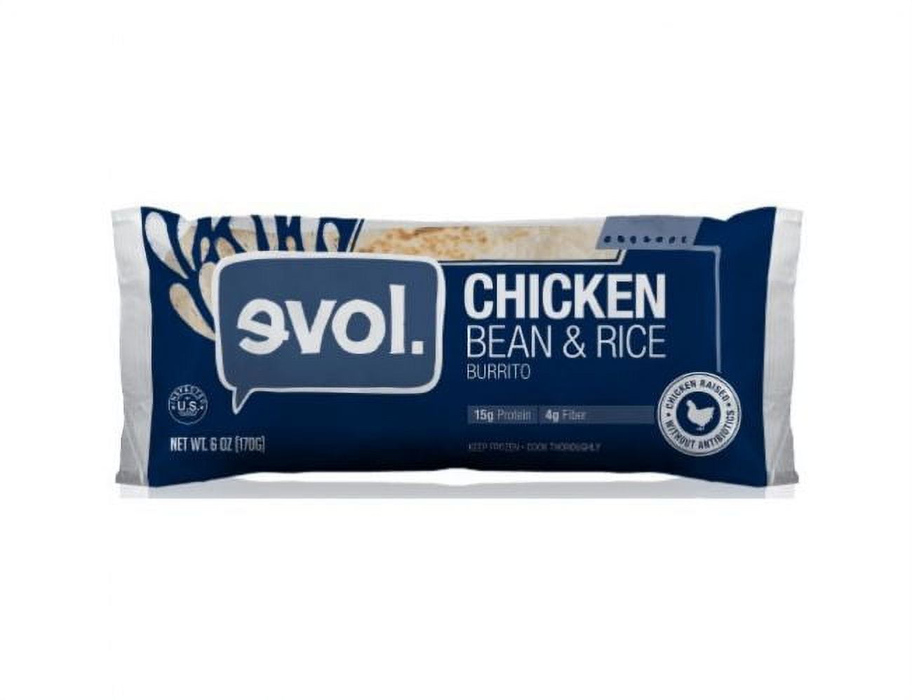 Evol Chicken Bean Rice Classic Burrito, 6 Ounce -- 12 per case