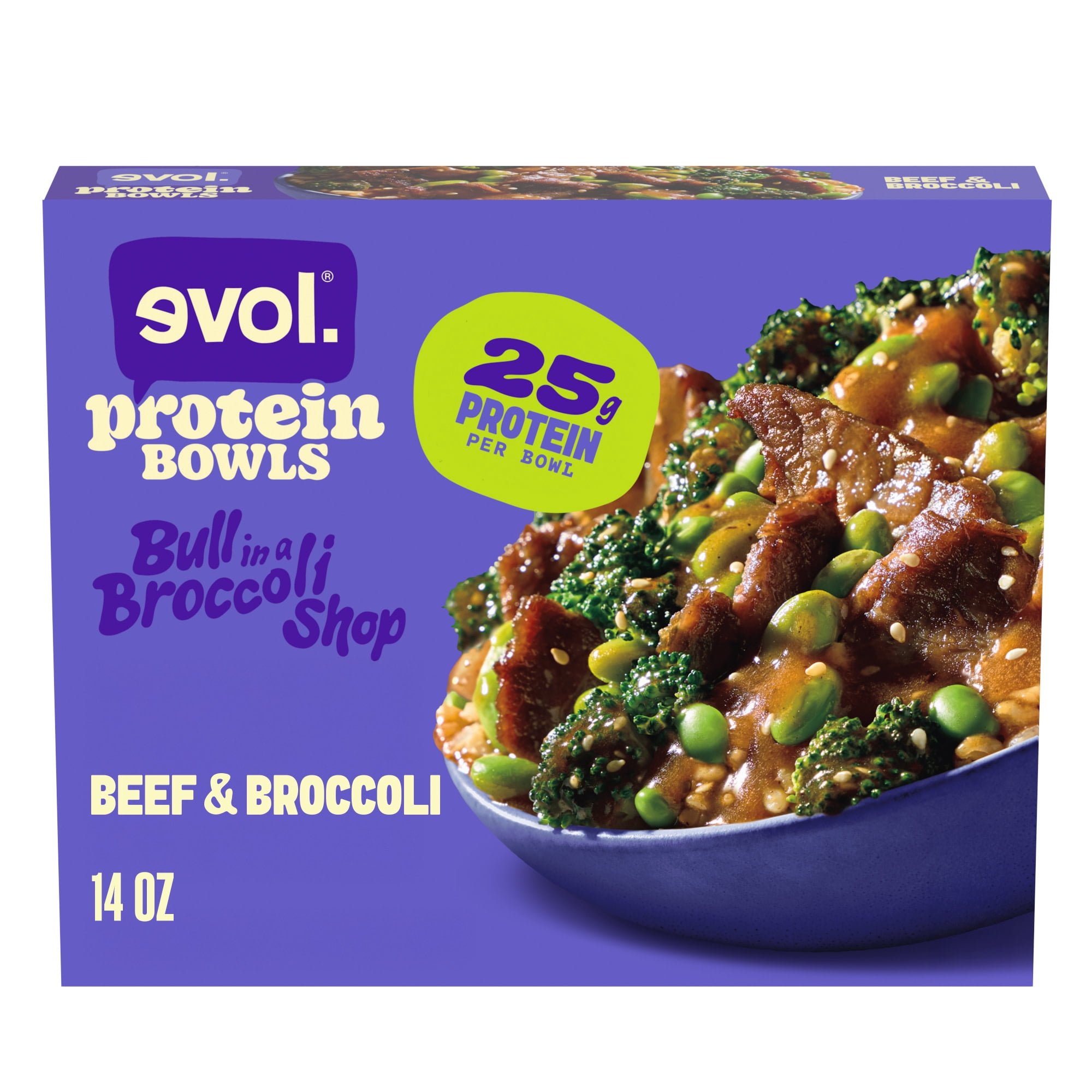 Evol Protein Bowls Beef & Broccoli Bowl, 25g Protein, Frozen Meal, 14 oz.