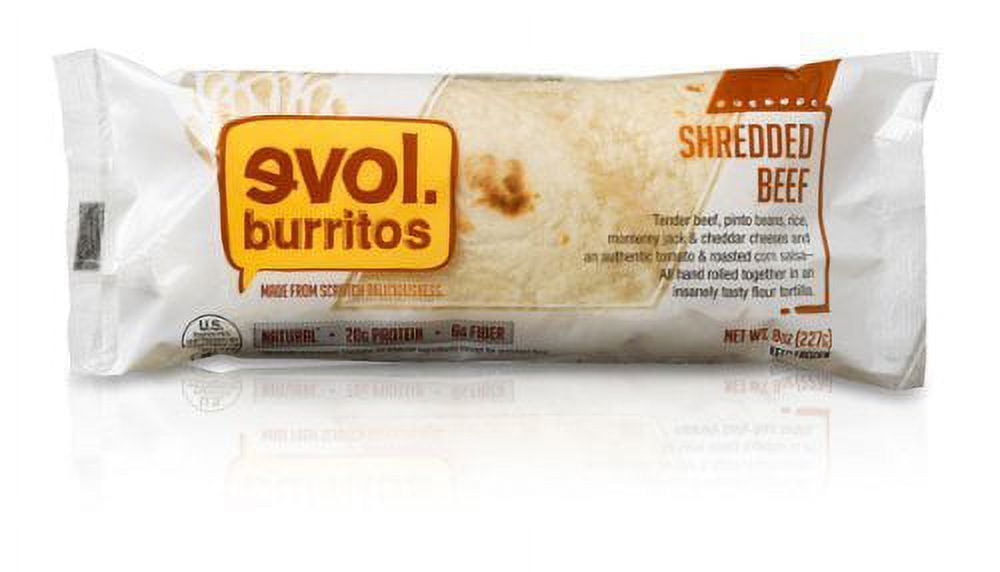 Evol Shredded Beef Burrito, 6 Ounce 12 per case.