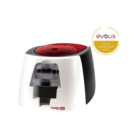 Evolis Badgy100 Plastic ID Card Solution - 40 Card Feeder, 40 Card Output Hopper - 16 Second Mono - 45 Second Color - 300 dpi - 16 MB - USB - PVC Card, Plastic Card