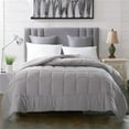 thumbnail image 1 of Evolive All Season Pre Washed Soft Microfiber White Goose Down Alternative Comforter with Box Stitching (Grey, Full/Queen), 1 of 5
