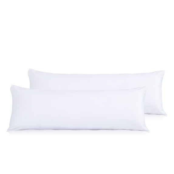 Evolive Soft Brushed Premium Microfiber Body Pillow Cover 21"x54" Pillowcases with Zipper Closure Set of 2 (Body Pillow Cover 21"x54" Pack of 2, White)