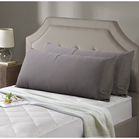 Evolive Soft Brushed Premium Microfiber Body Pillow Cover 21"x54" Pillowcases with Zipper Closure Set of 2 (Charcoal Grey)