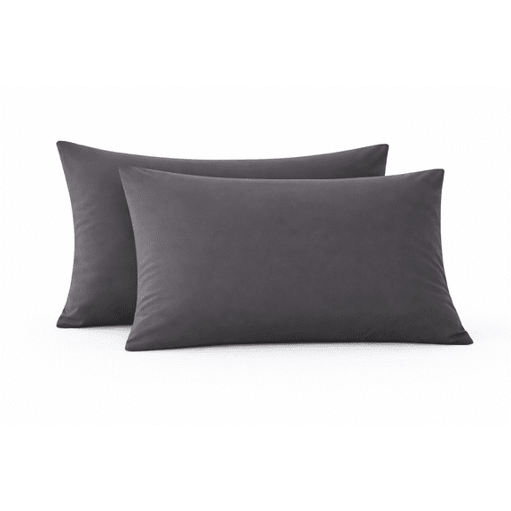 Evolive Ultra Soft Brushed Microfiber Standard Size 20"x30" Pillowcases Pair Set of 2 (Charcoal Grey)