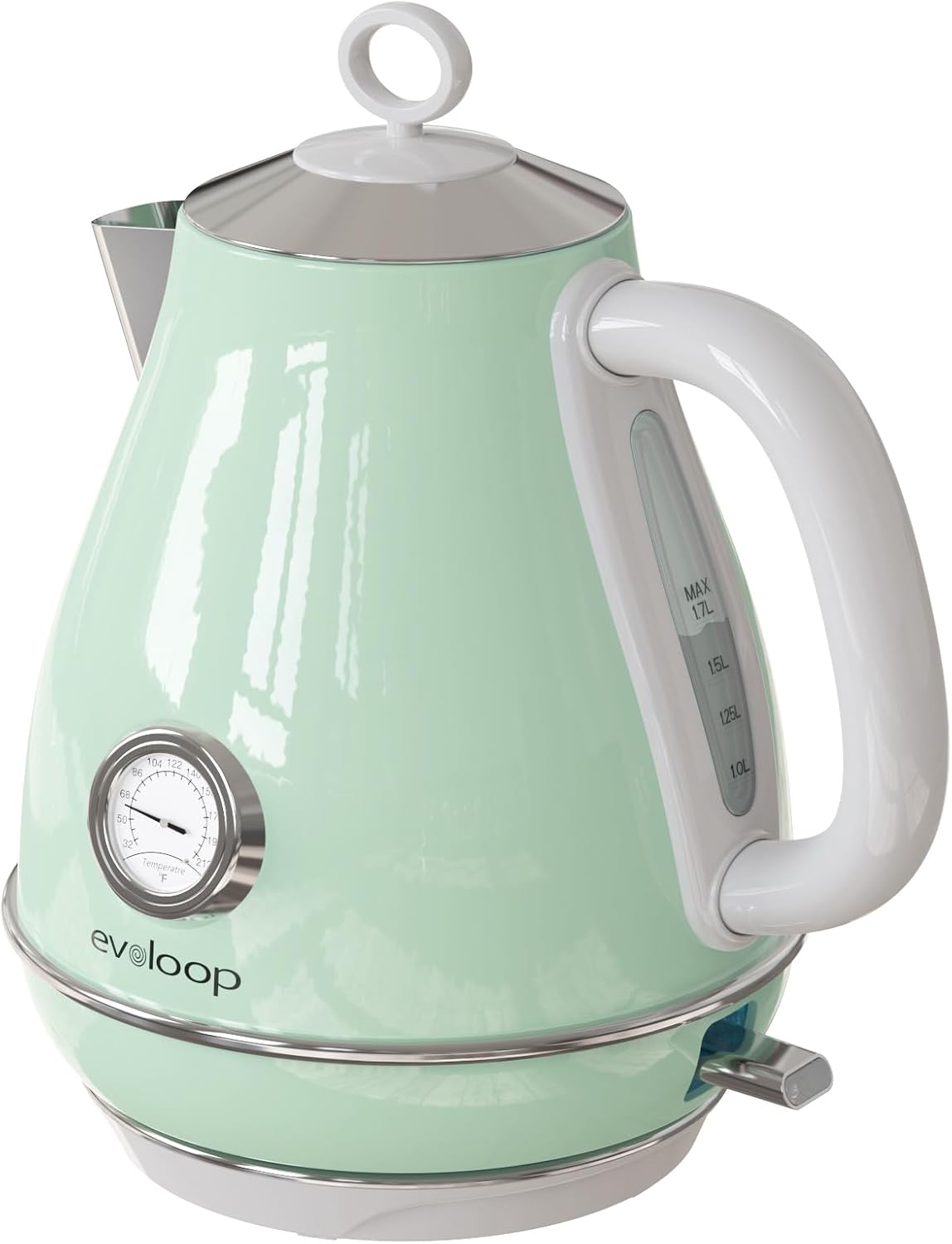 Evoloop Electric Tea Kettle with Rapid Egg Cooker, 1.7L Stainless Steel Hot Water Boiler for Coffee and Tea, 6-Egg Capacity