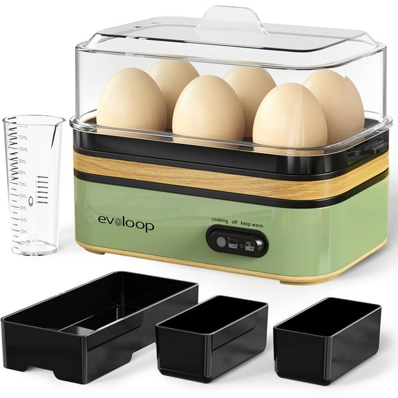 Evoloop Rapid Egg Cooker with Stainless Steel Design for Busy Families and Dorms