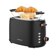 Evoloop Toaster 2 Slice, Stainless Steel Bread Toasters, 6 Bread Shade Settings, Black
