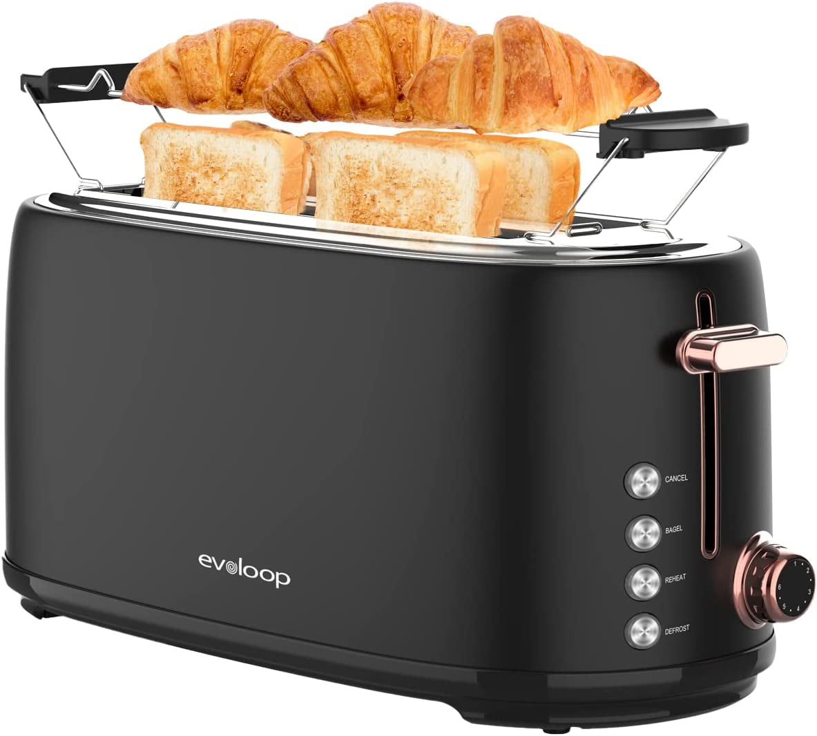 Evoloop Toaster 4 Slice, Stainless Steel Bread Toasters, 6 Bread Shade