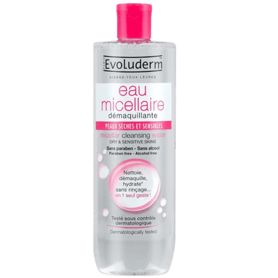 Evoluderm Micelluer Cleaning Water Dry and Sensitive Skin, Alcohol Free, Hydrating-Large 16.9 Fl Oz