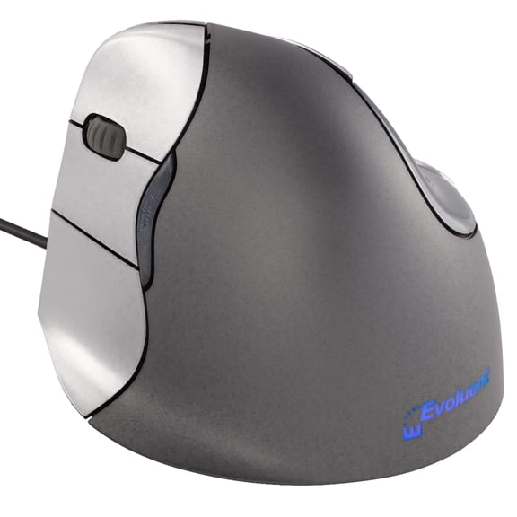 Evoluent Inventor of The Vertical Mouse VM4L Ergonomic Vertical Mouse Left Hand Wired USB, Sculpted for Comfort, Reduces Wrist Strain, 4 Speeds, 6 Customizable Buttons in Windows