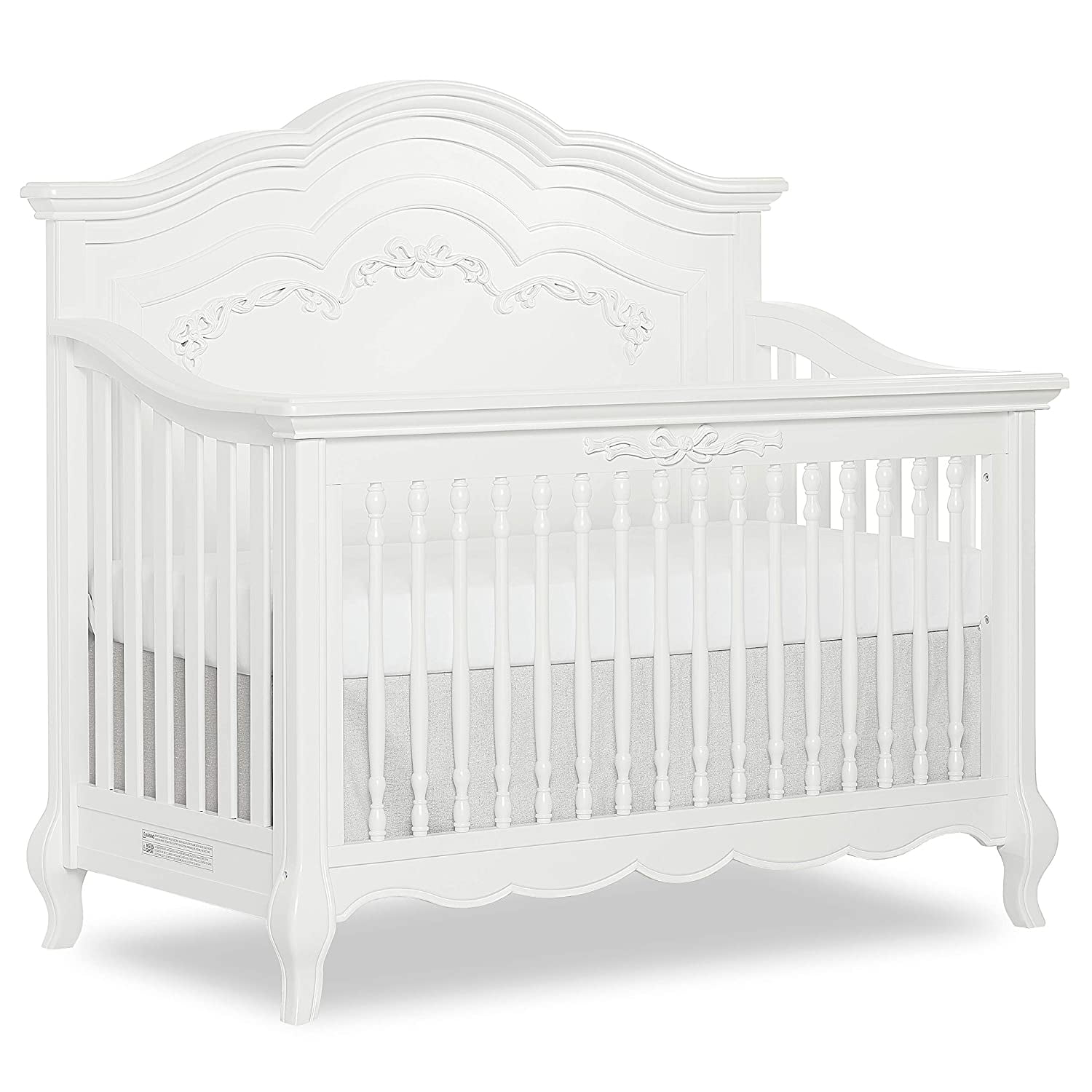 Evolur Aurora 5in1 Convertible Crib in Frost, Greenguard Gold