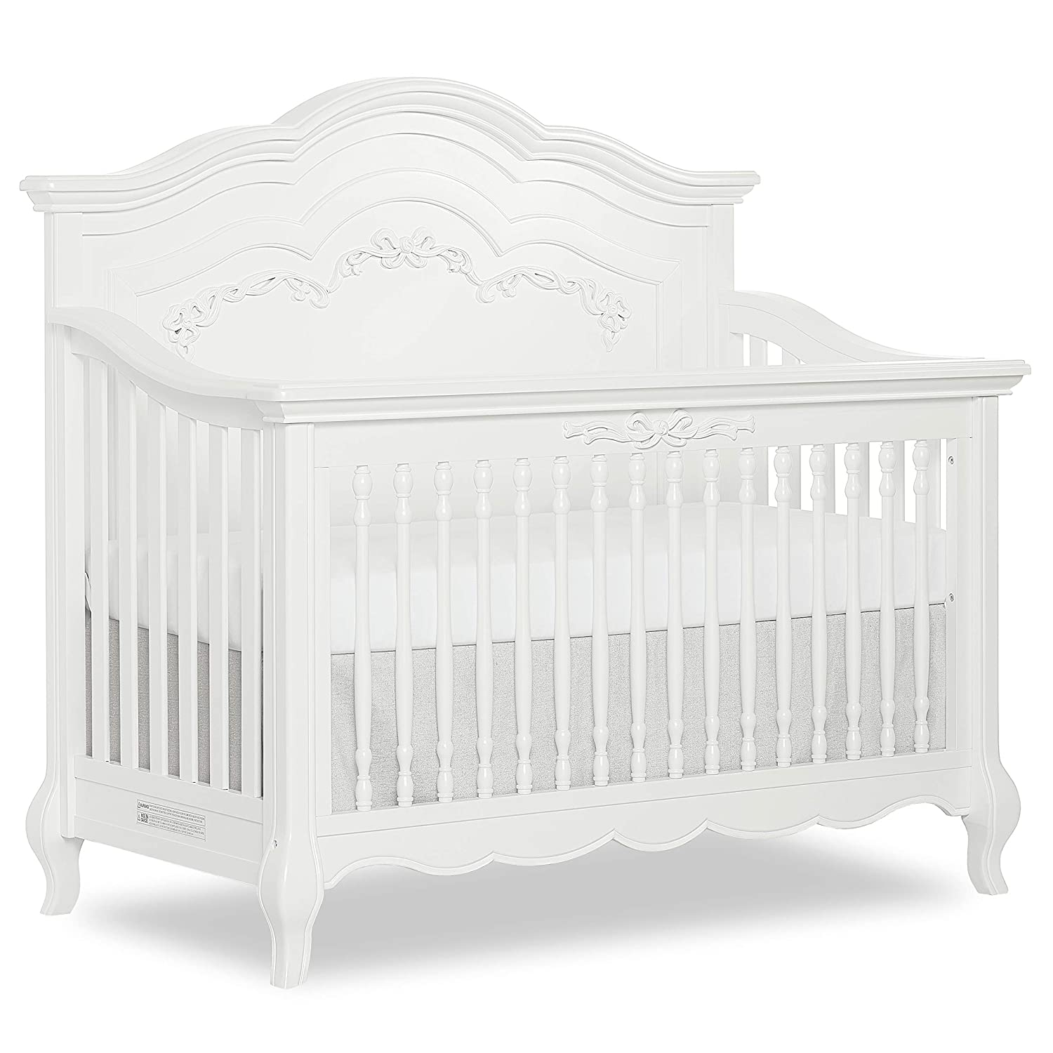 Evolur Aurora 5-in-1 Convertible Crib in Frost, Greenguard Gold Certified, Features 3 Mattress Height Settings, Sturdy and Spacious Baby Crib, Wooden Furniture - image 1 of 11