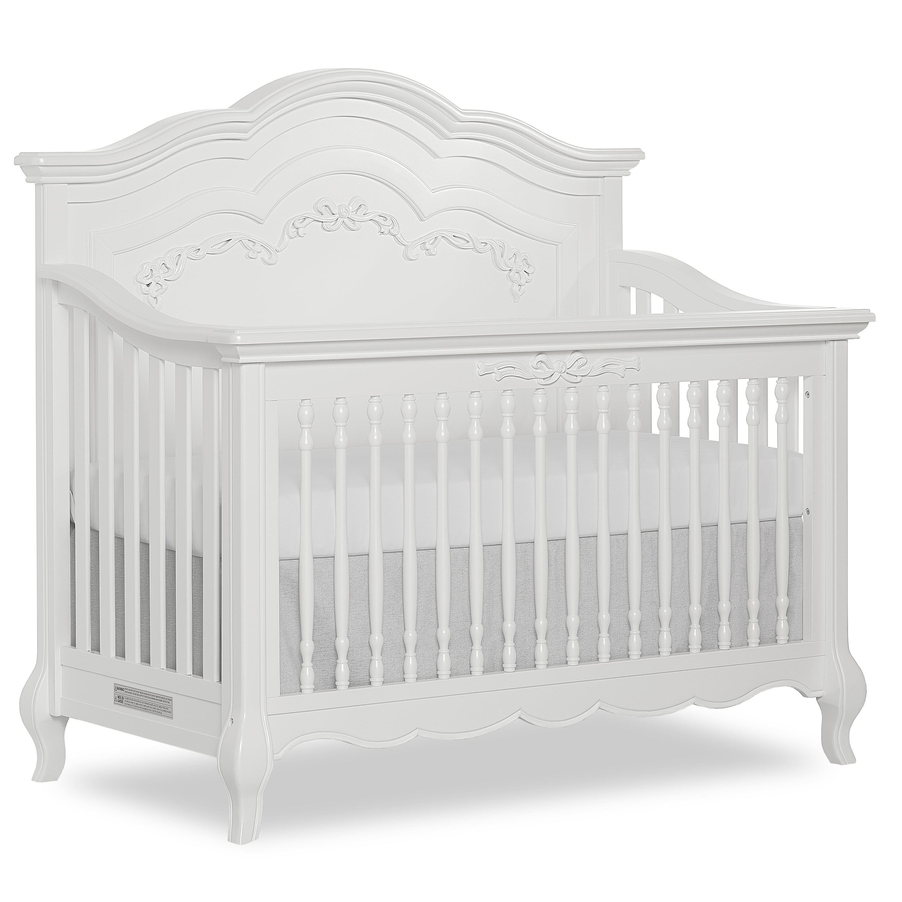 Evolur Aurora 5-In-1 Convertible Crib In Frost , Greenguard Gold Certified, Features 3 Mattress Height Settings, Sturdy And Spacious Baby Crib, Wooden Furniture