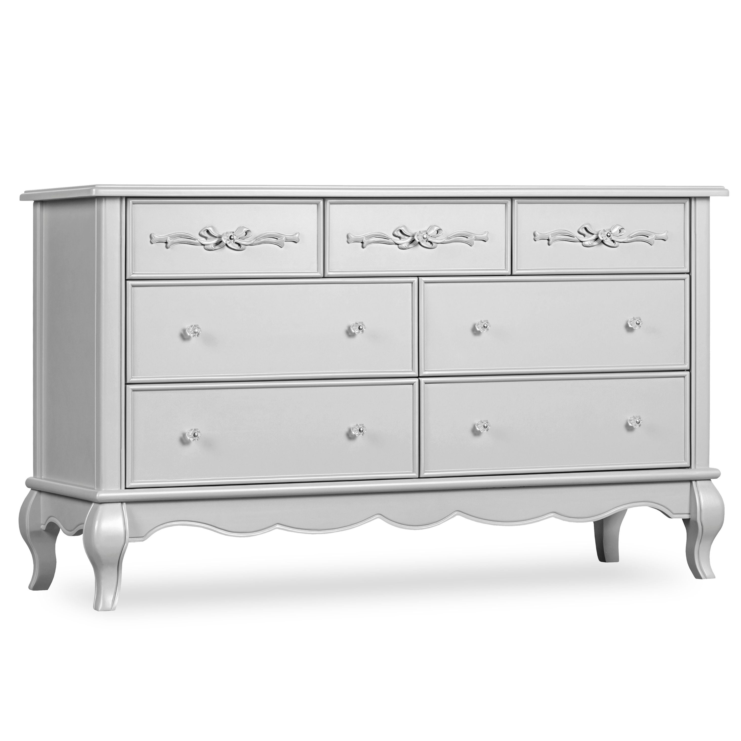 evolur aurora dresser grey Evolur Aurora 7 Drawer Double Dresser, Akoya Grey Pearl/Silver Mist & main image 1