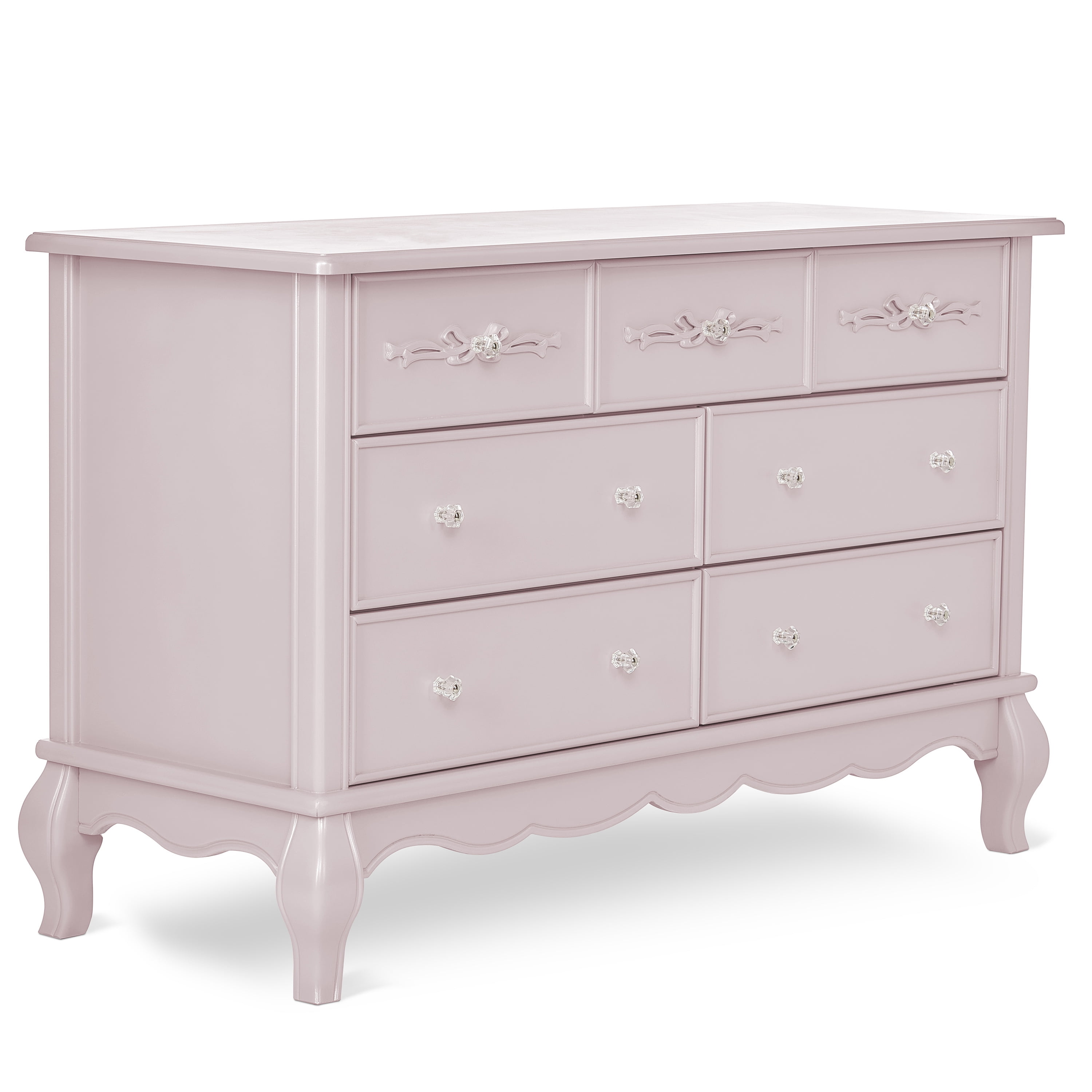 Blush Pink Pearl Double Dresser with Dovetail Drawers