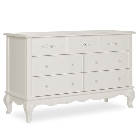 Evolur Aurora 7-Drawer Double Dresser in Ivory Lace, Spacious Drawers