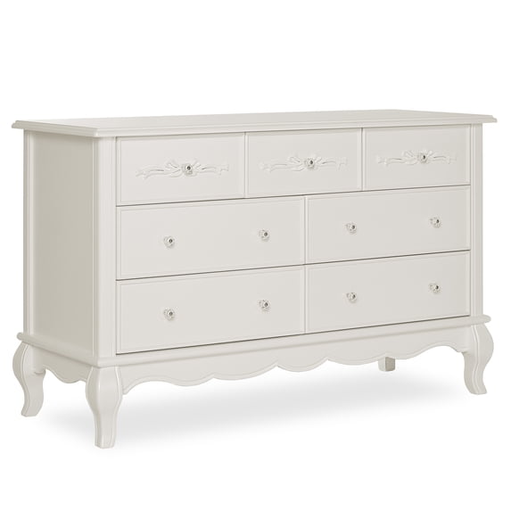 Evolur Aurora 7-Drawer Double Dresser in Ivory Lace, Spacious Drawers