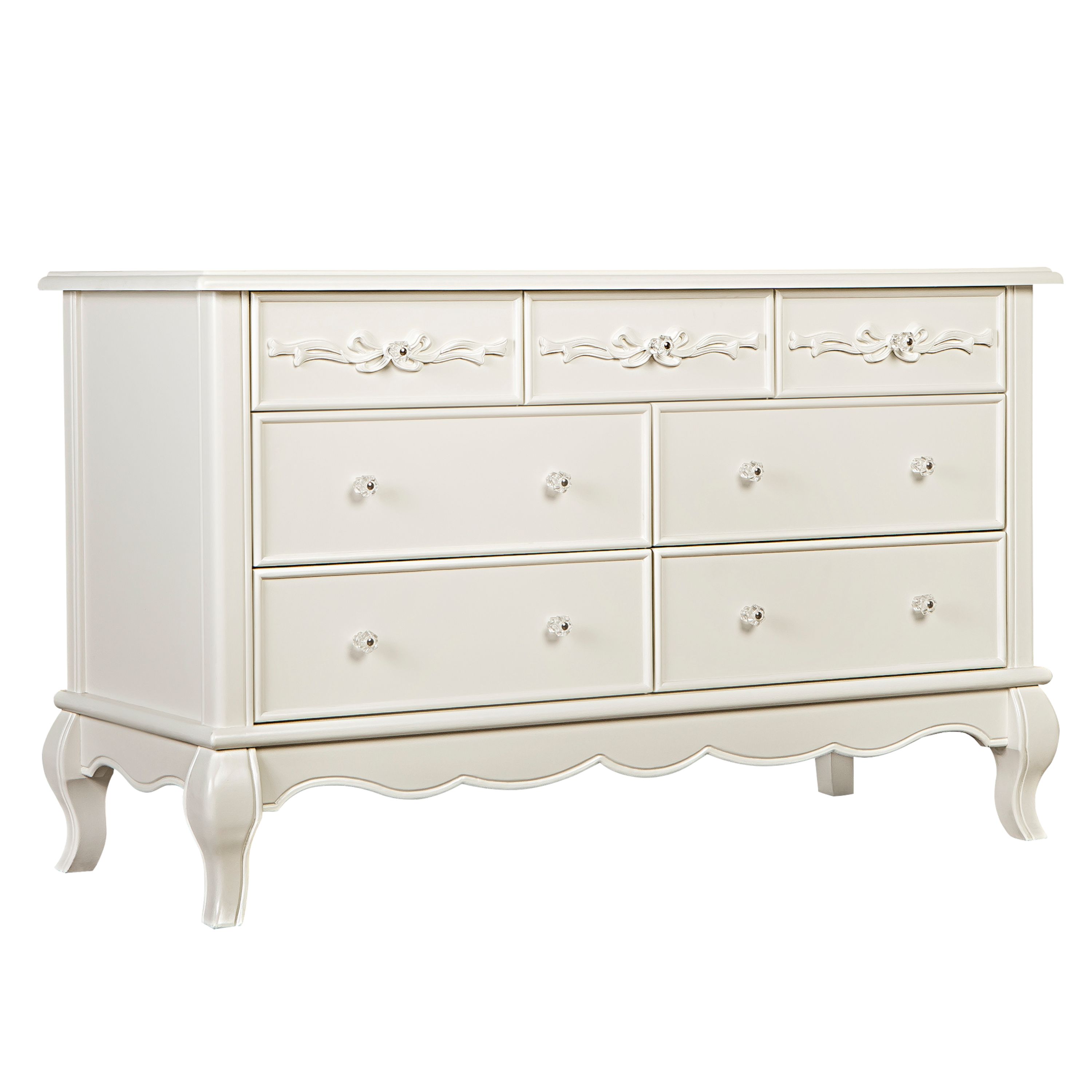 Evolur Aurora 7-Drawer Double Dresser, Ivory Lace, Spacious Drawers, classic - image 1 of 9